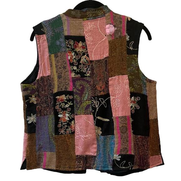 Coldwater Creek Wool Patchwork Vest Petite Medium black pink - Picture 2 of 9